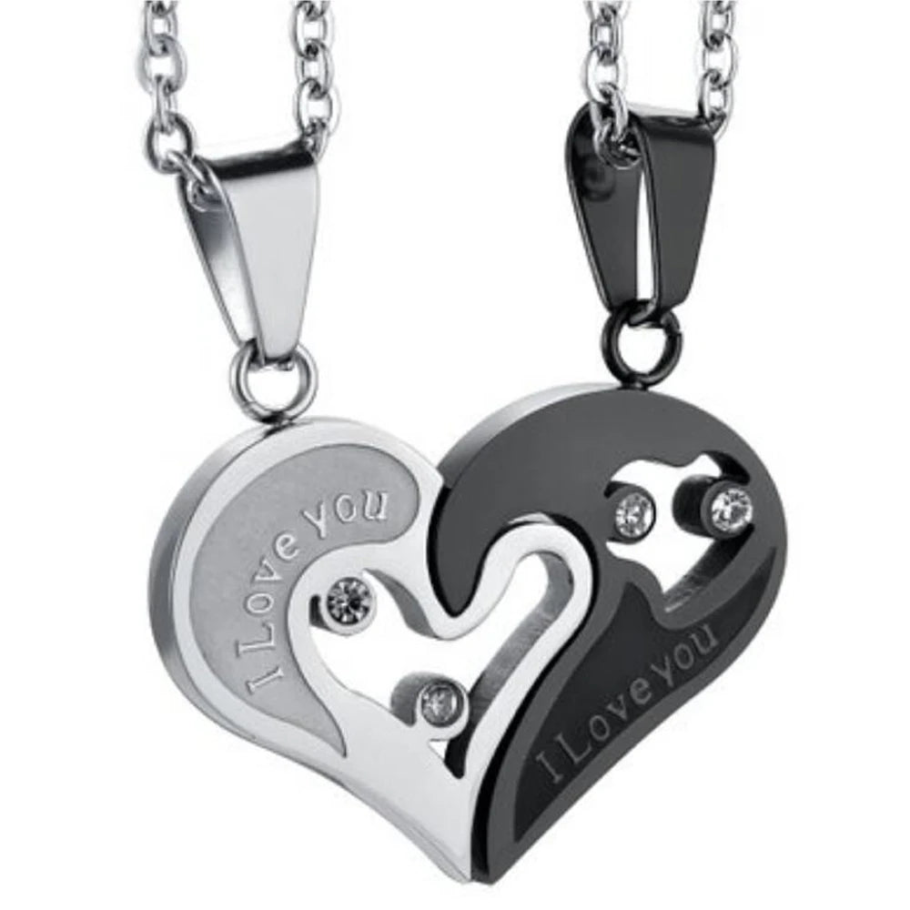 Gift idea: interlocking heart couple necklaces for lovers