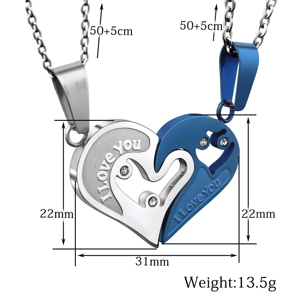 Romantic puzzle heart necklace duo styled flat lay