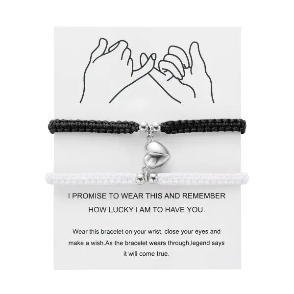 Couple bracelets with magnet attracting each other
