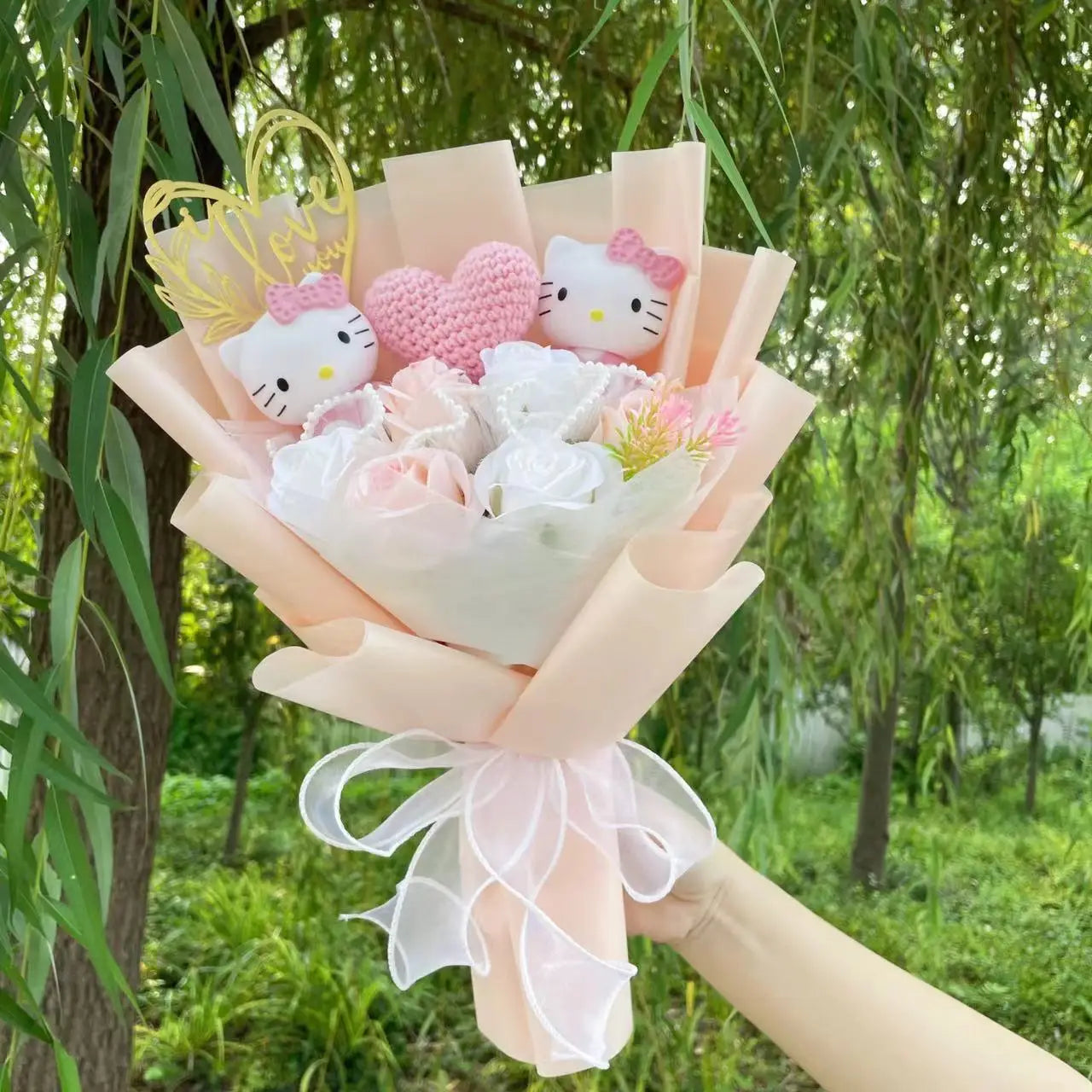 Plush flower bouquet with visible petals