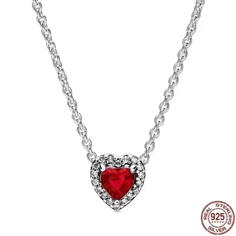 Sterling silver chain and heart pendant detailed image