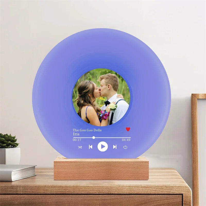 Close shot of engraved details on personalized music plaque