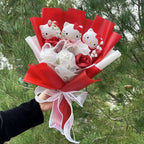 Close shot of Hello Kitty holding plush bouquet