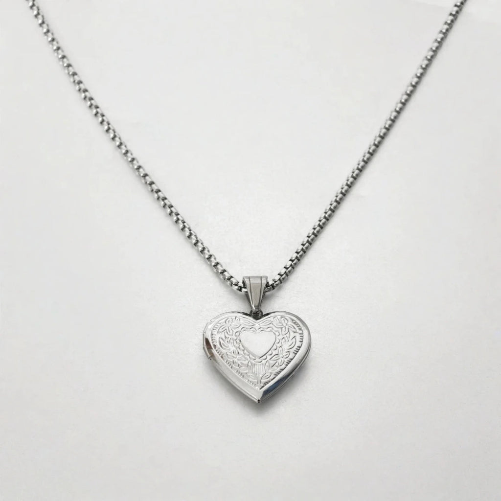 Heart pendant necklace styled with outfit