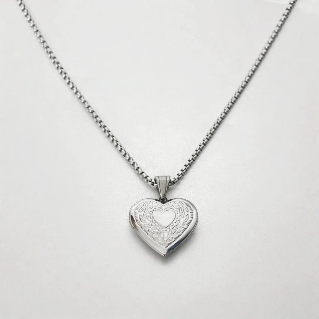 Heart pendant necklace styled with outfit