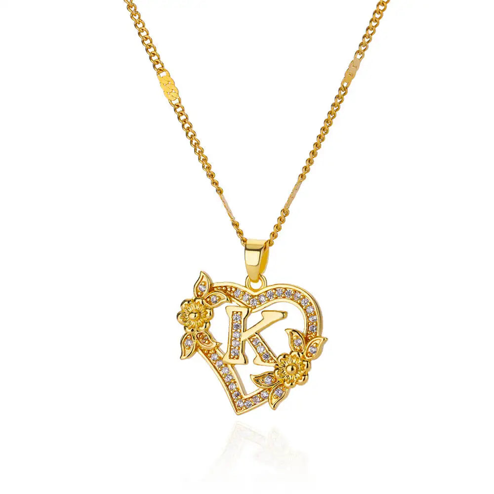 Heart initial necklace styled with outfit