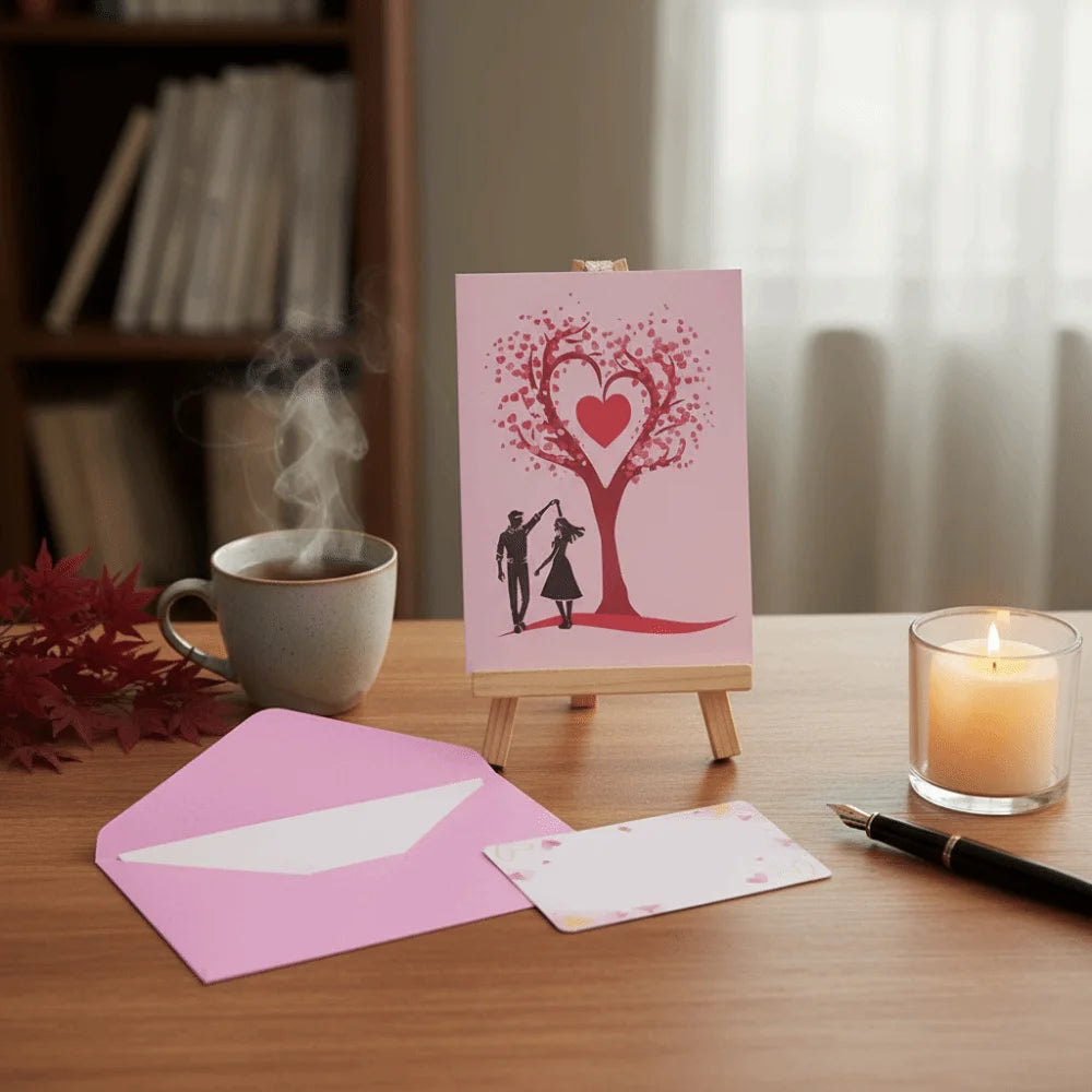 Romantic pop‑up Valentine card with hearts and love message