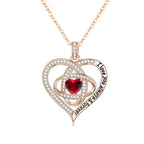 Open rose box displaying red zircon heart pendant necklace – luxury romantic gift.