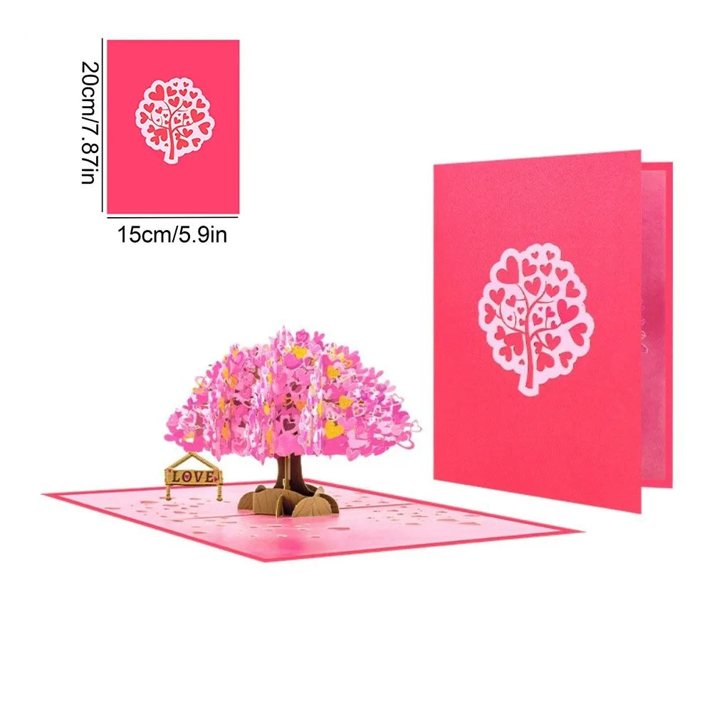 3D Valentine’s card shown flat with romantic graphics
