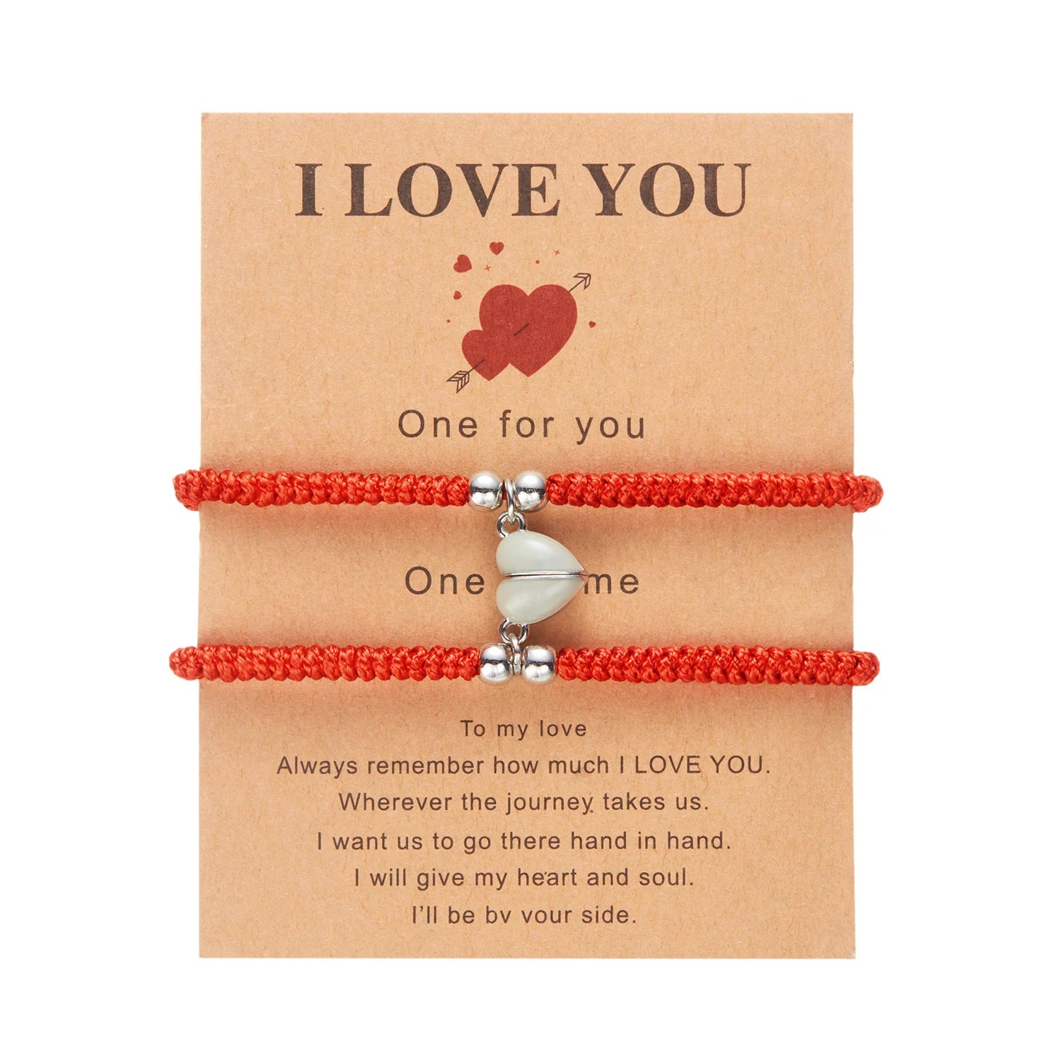 Bracelet set with magnetic heart detail for anniversary gift