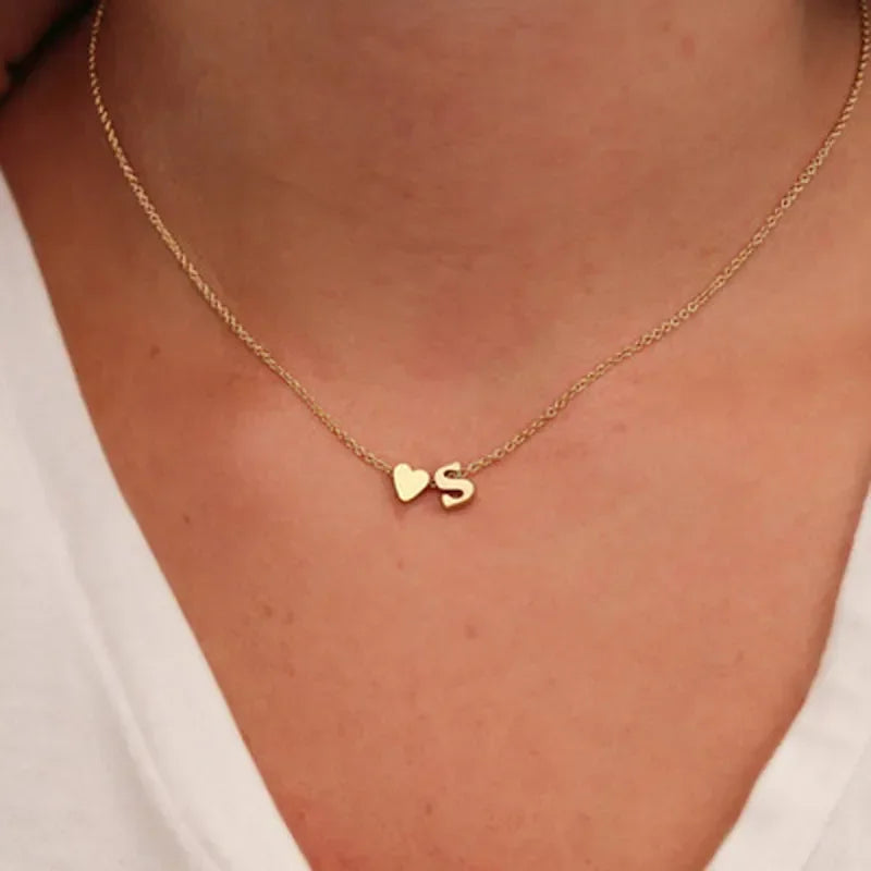 Dainty initial necklace with delicate letter pendant