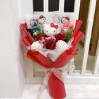Hello Kitty doll holding bouquet front detail