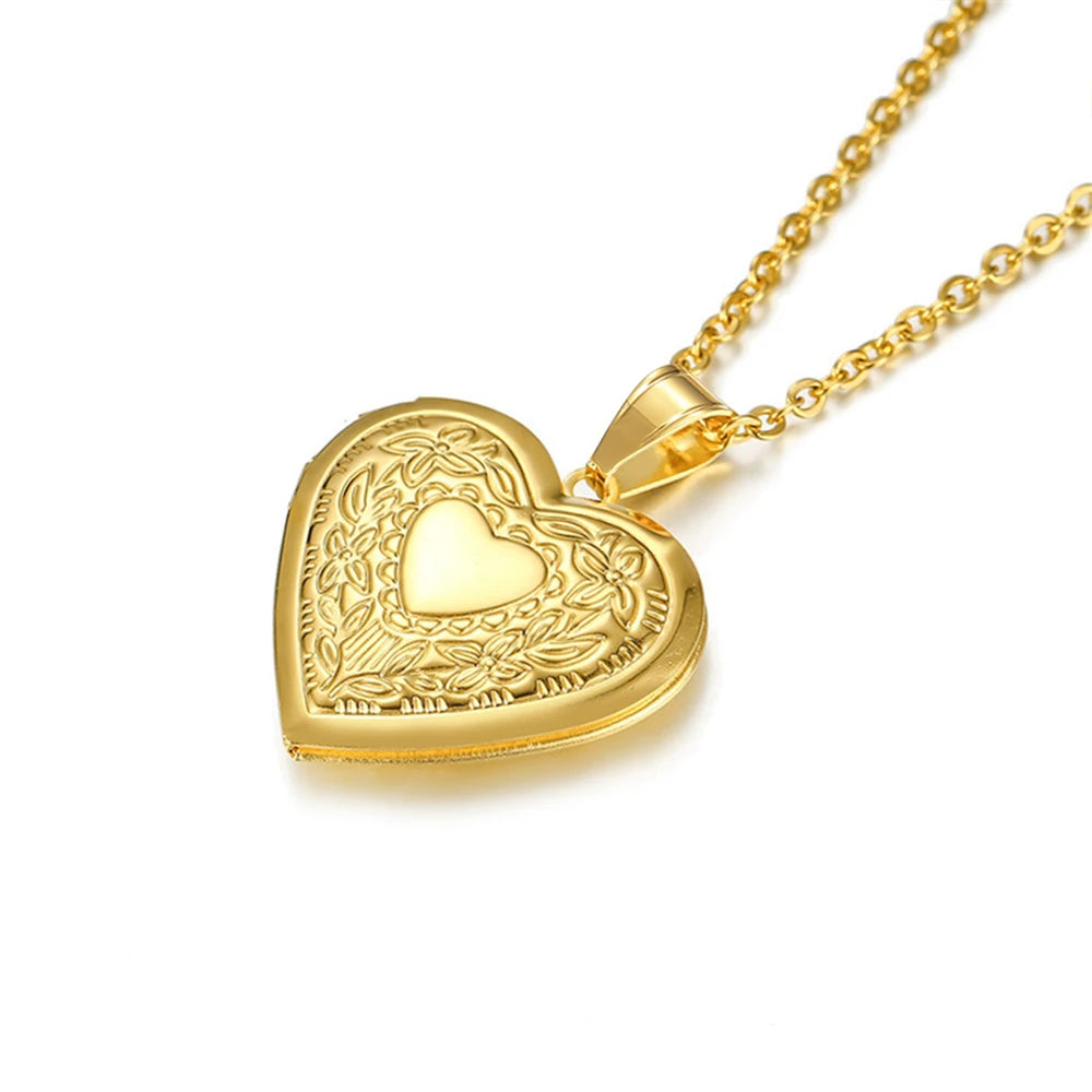 Silver finish heart locket pendant close‑up