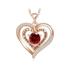 Lifestyle shot of red zircon necklace gift set – romantic anniversary or engagement present.