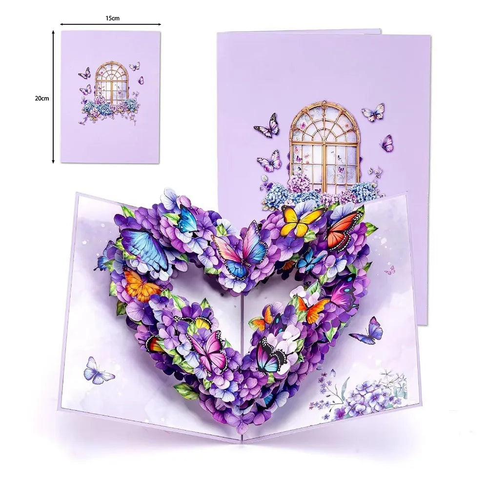 Open 3D Valentine’s card with visible message area