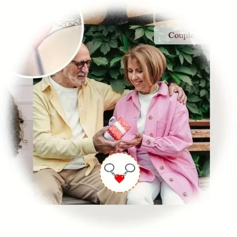 Two heart keychains styled on flat lay photo