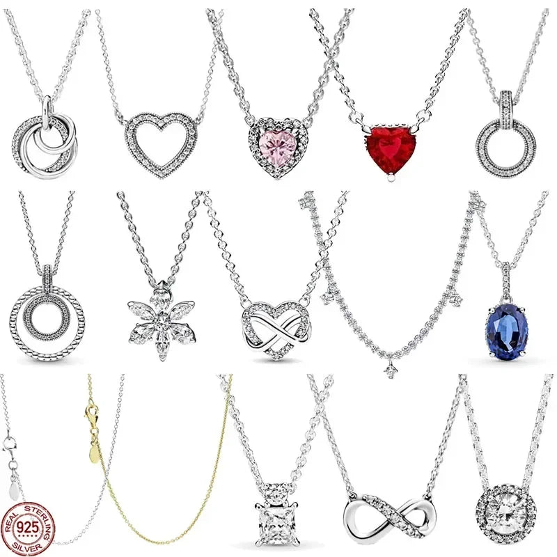 Sterling silver heart necklace on white background