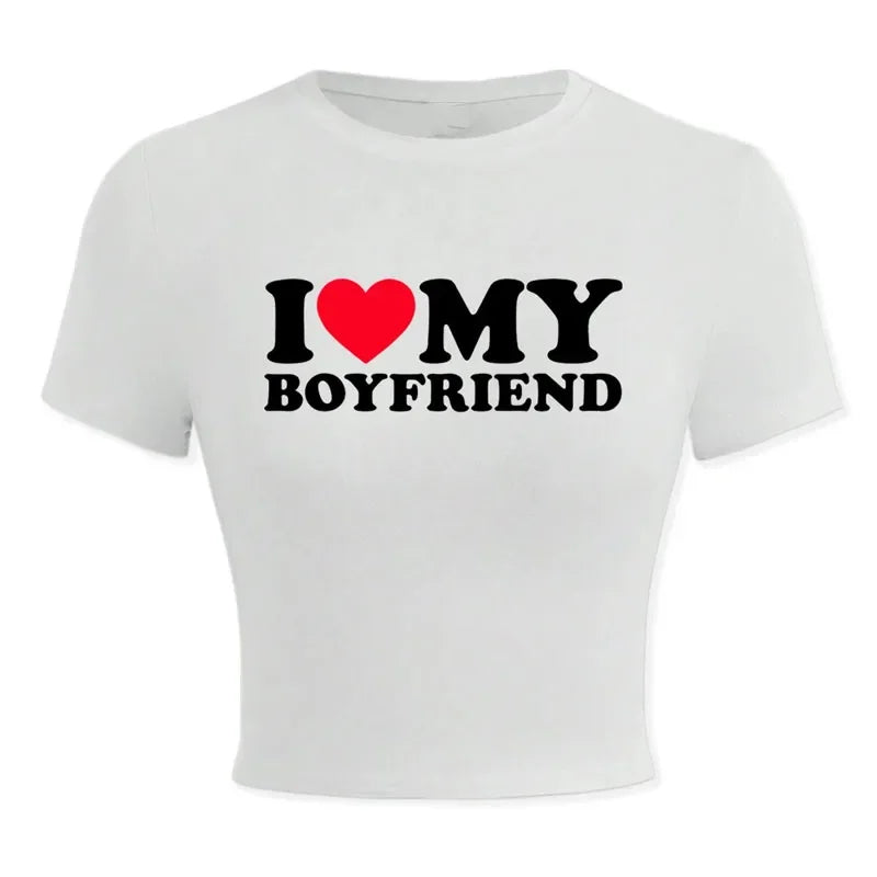 Valentine’s gift crop top with heart and boyfriend message