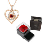 Elegant necklace and preserved rose box set – perfect gift for girlfriend or wife.
